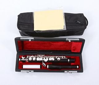 C key Piccolo Silver Plated Closed Hole Piccolos with Piccolo Case & Bag Suitable for beginners, students, adults, and professionals (Ebony Wood Piccolo)
