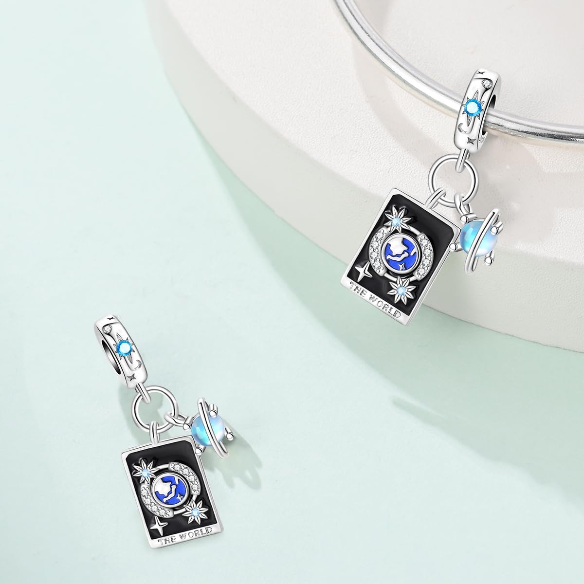 925 Sterling Silver Charms for Bracelets Necklaces 5A Cubic Zirconia Tarot Cards Dangle Pendant,Charms Beads Gifts for Women - Image 3