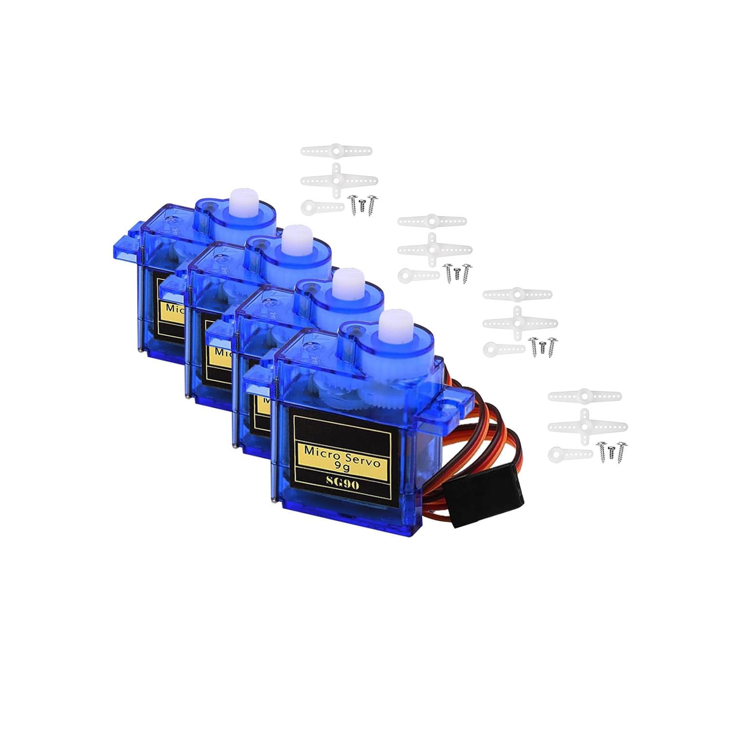 SG90 Servo Motor 4-Pack - Micro Metal Gear, Durable, Reliable Performance - Compatible with Arduino