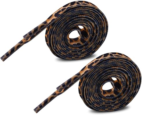Leopard Ribbon Shoe Laces for Sneakers Boots Leopard Print Shoe Laces for Women Men Animal Print Shoestrings for Casual Shoes Decorations for Women Men 1 Pair