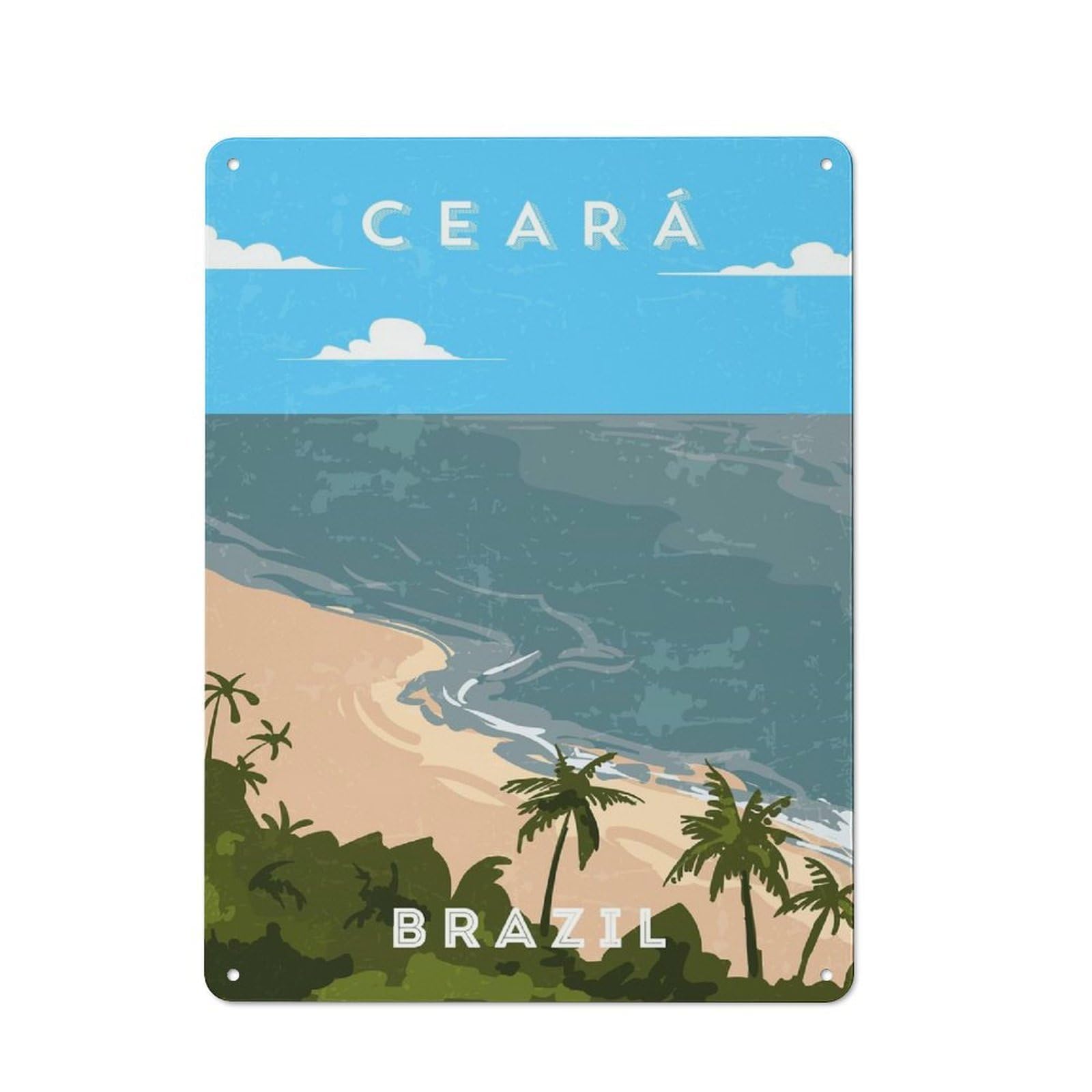 Metal Plaque with Ceará, Brazil Travel Design 40x30cm, Rustic Cafe Wall Decor for Restaurant, Kitchen, Counter Or Breakfast Nook