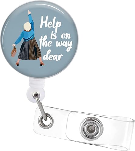 Tian Zhun Carrete retráctil con clip de cocodrilo, ayuda está en camino, divertido soporte para tarjetas de enfermera, ayuda está en camino, para RN