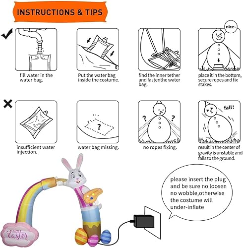 Miniatura 5 de Domkom Arco inflable de Pascua de 12 pies de largo para decoración al aire libre, luces LED integradas para decoración de patio, para decoración de