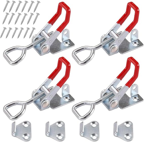 4 Pack Metal Toggle Latch,Box Closure Tension Lock Toggle Clamp Latch Adjustable Toggle Latch Quick Release Toggle Catch Latch for Tool Boxes Trunk Cases (Silver with Keyhole)