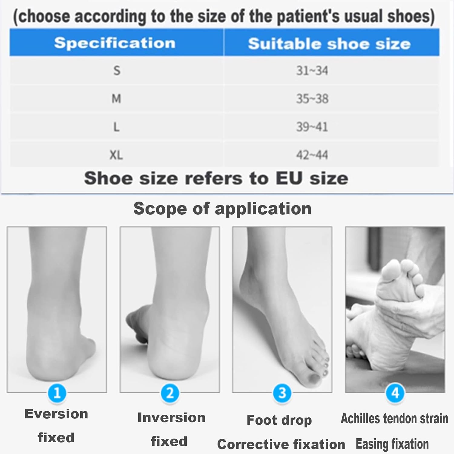 Foot Drop Support Brace Foot Drop Plantar Fasciitis Achilles Tendonitisinjury Recover Ankle-Foot Orthosis for Hemipleia Stroke Shoes Walking,B/Left-Small