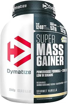 Dymatize Super Mass Gainer Gourmet Vanilla 2943g - Weight Gainer Powder + Carbohydrates BCAAs and Casein