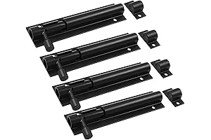 4 Pack 4" Barrel Bolt Lock with Black Slide - Stainless Steel Security Door Latch