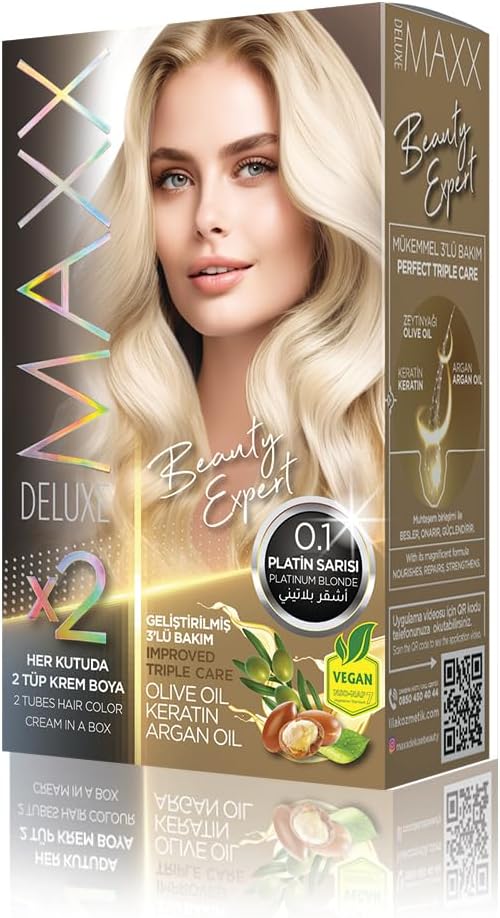 MAXX DELUXE BEAUTY EXPERT HAIR COLOR (KERATİN)'Lİ 1 KUTU (2 X 50 ML) (Platin Sarısı 0.1)