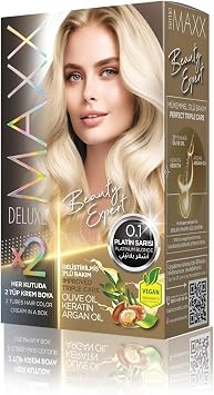 1 BOX (2 X 50 ML) WITH MAXX DELUXE BEAUTY EXPERT HAIR COLOR (KERATIN) (Platinum Yellow 0.1)