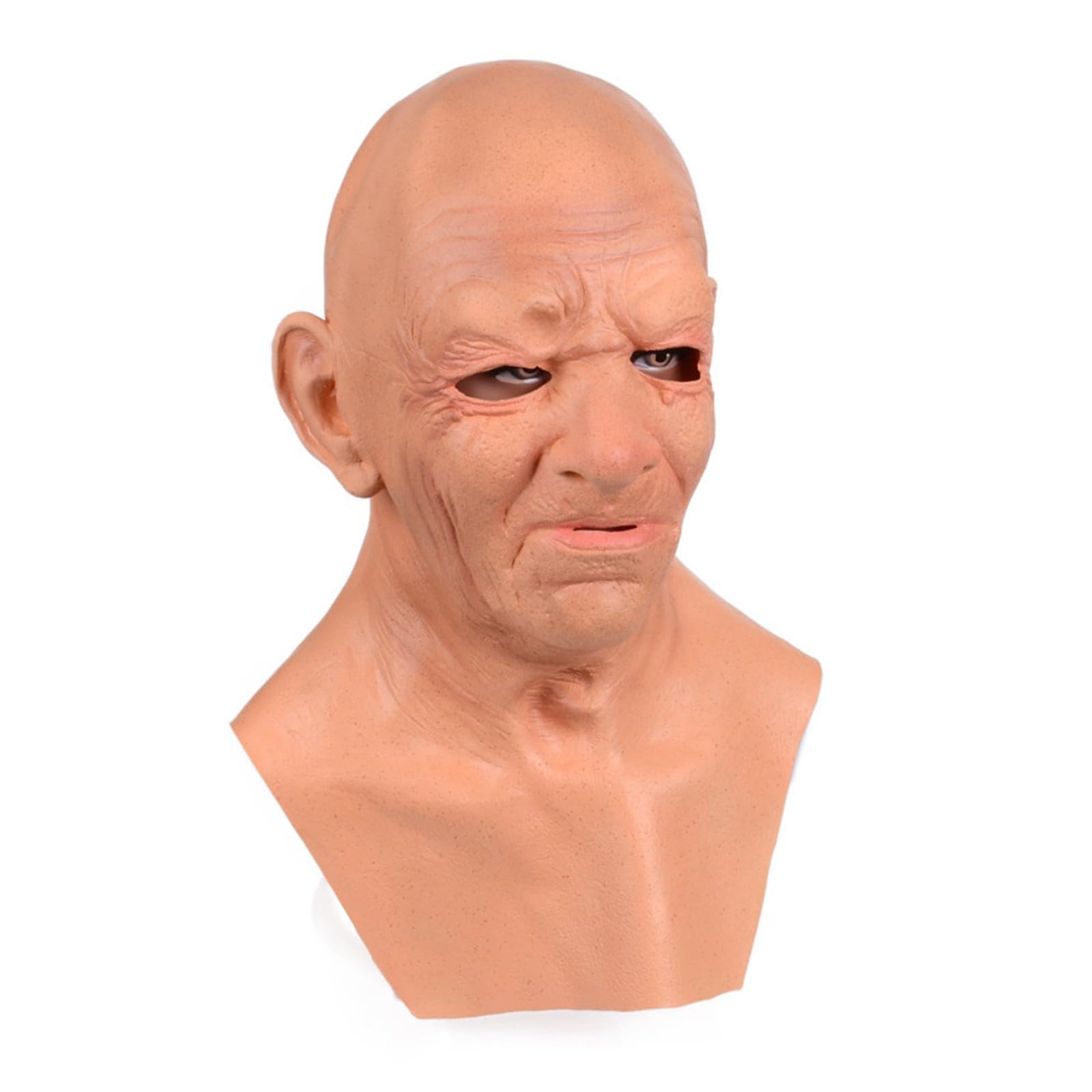 Cokbyavla Silicone Head Mask Realistic Old Man Face Mask Cosplay Halloween, Mascara Realiste Terror Old Lady Costume For Women Adult Face Full Realistic