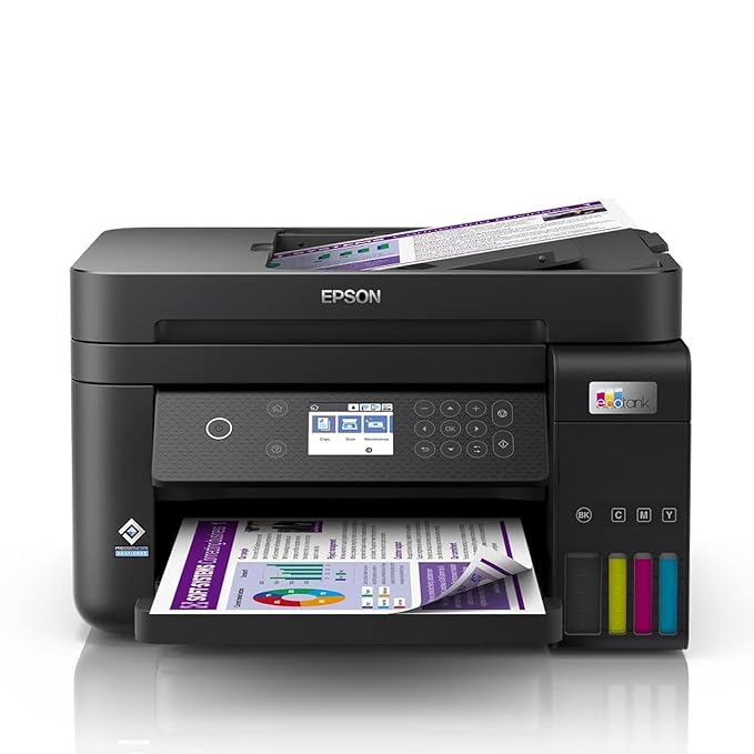 EPSON Multifuncional EcoTank L6270 - Tanque de Tinta Colorida, Wi-Fi Direct, Ethernet, Frente e Verso Automático, ADF, Bivolt, Preto