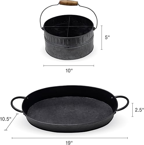 Miniatura 2 de Mikasa Juego de bandeja y bandeja galvanizada, 2 piezas, color negro