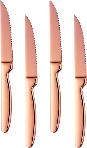 Miniatura 9 de Juego de cuchillos para carne, 4 piezas de cuchillo de carne negro dentado, cuchillo de carne de acero inoxidable para el hogar, restaurante, hotel