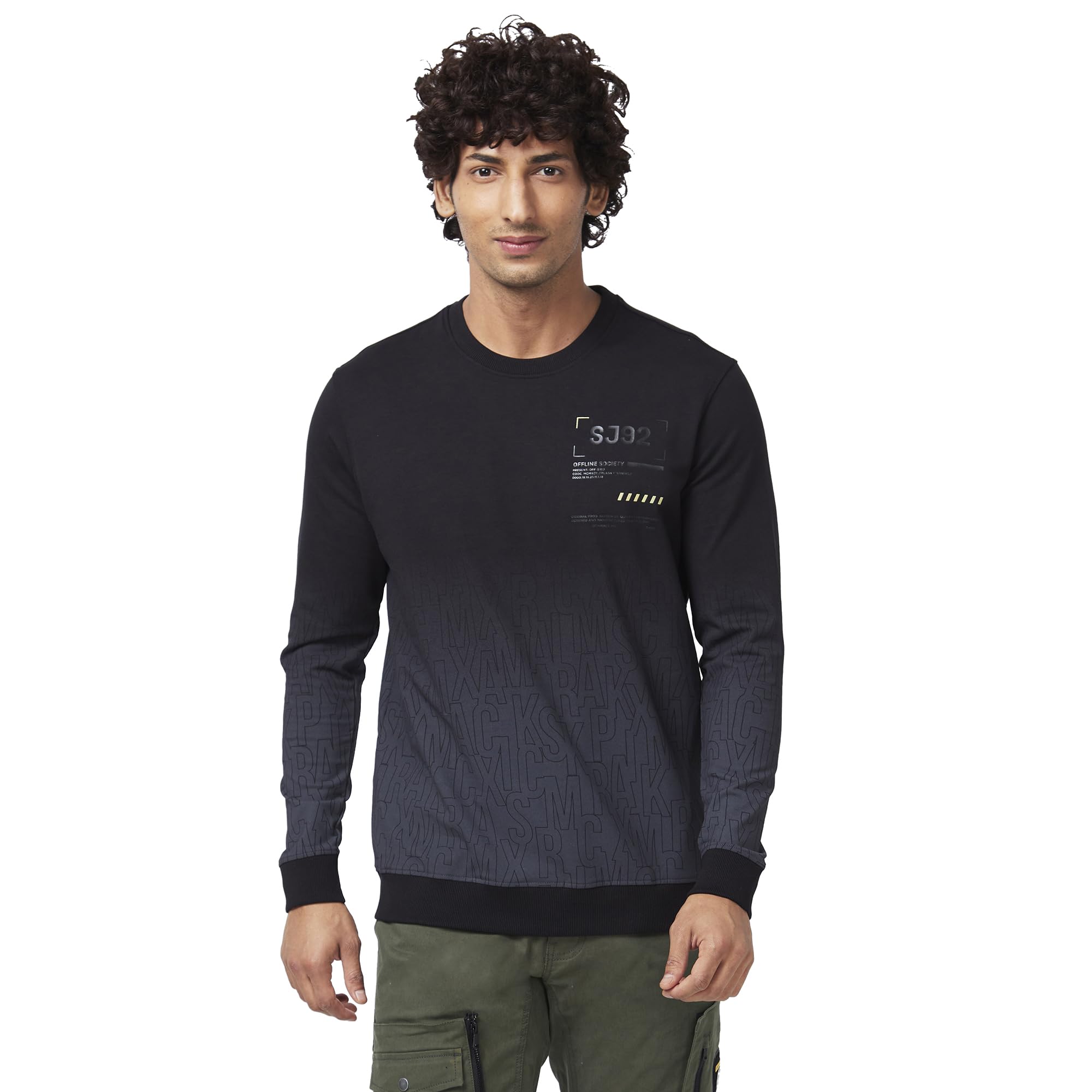 Men Black Blended Slim Fit Full Sleeve Round Neck Plain Sweatshirt-image-15