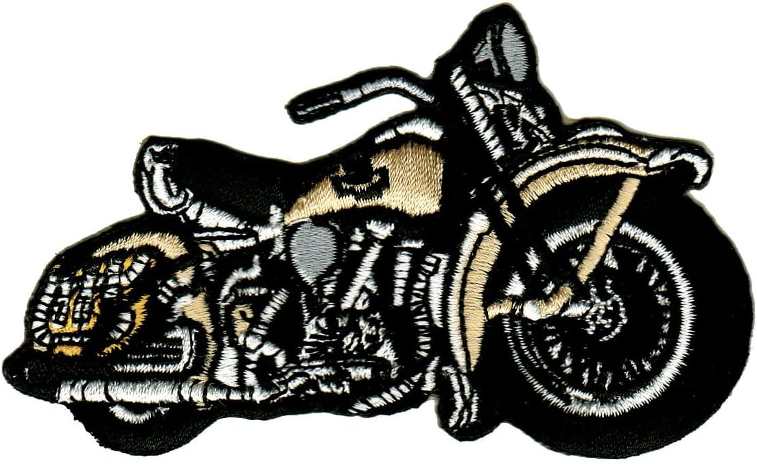 Motorcycle Beige Bobber Sew-On / Sew On / Iron-On Patch for Clothes Embroidered Iron-On Patch Applique Biker Cowl Patch Size 9.5 x 5.6 cm
