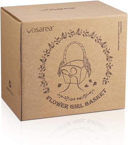 Miniatura 7 de Vosarea Cesta de flores para niña, cesta de flores de boda, lazo de encaje rústico occidental, cesta de arpillera de boda, bolsa de regalo para