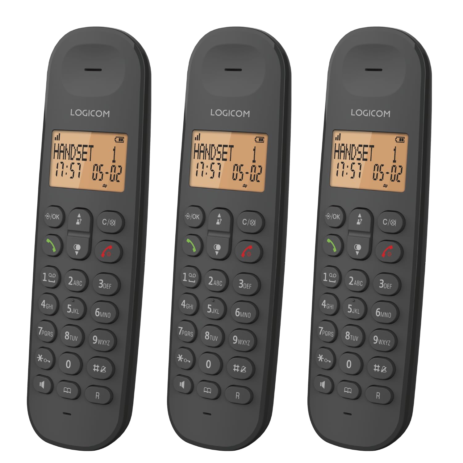 Logicom ILOA 350 Téléphone Fixe sans Fil sans Répondeur - Trio - Téléphones analogiques et dect - Noir