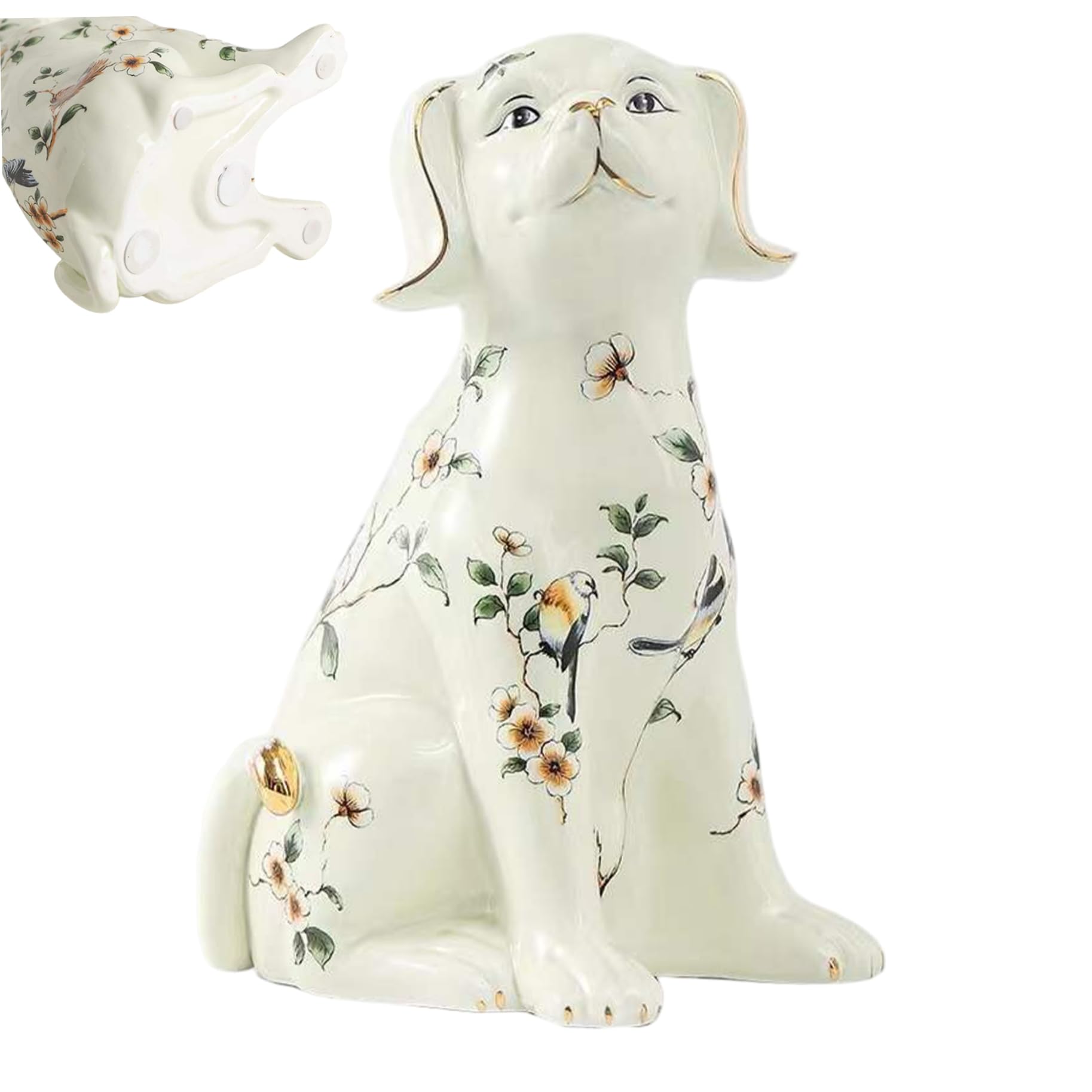 Décoration table salon : statue de chien en céramique et figurine d'animal