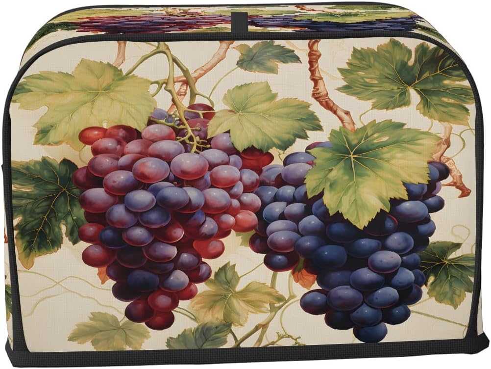 Toaster Cover 4 Slice Watercolor Grape Leaves Toaster Cover with Hang Loop Bread Baker Protectors Kitchen Small Appliance Covers Fingerprint Protection image 2