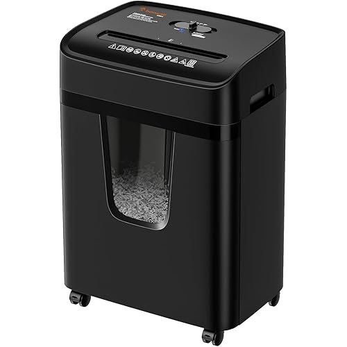Bonsaii Paper Shredder for Home Office, 12-Sheet Heavy Duty Cross Cut Shredders for Home with 5.5 Gal Pullout Bin, Paper Shredding Machine for Document/CD/Credit Card,P-4 Security(C282-A New Version)
