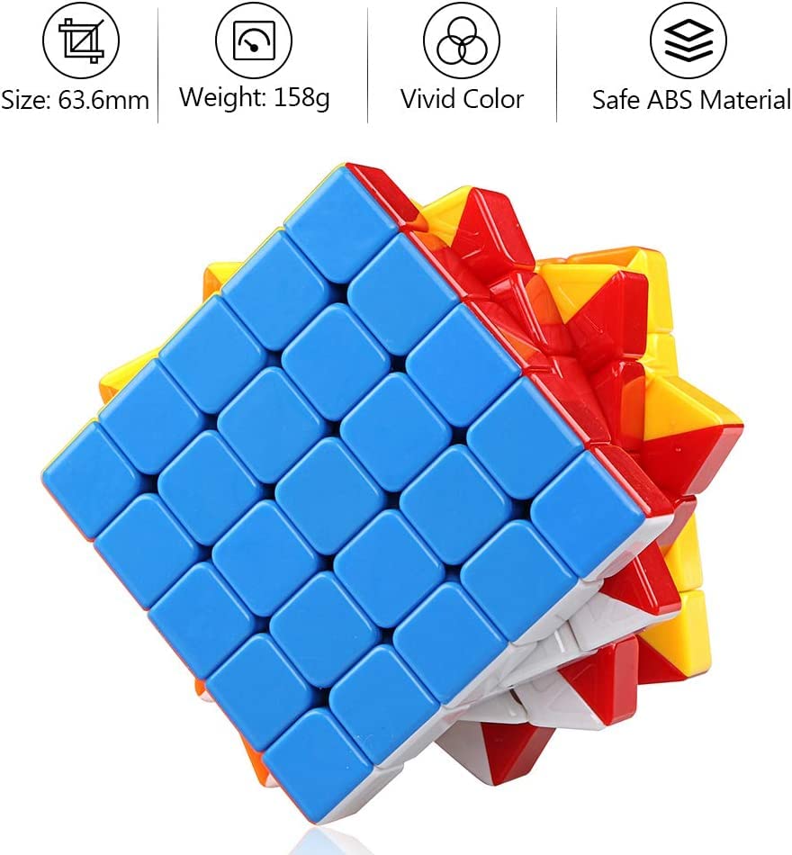 Image of Magic Cube 5x5x5 Smoothly Stickerless High Speed for Kids - Speedy Stress Buster Brainstorming Puzzle Game, Mind Games for 14 Years and Up, Multi
