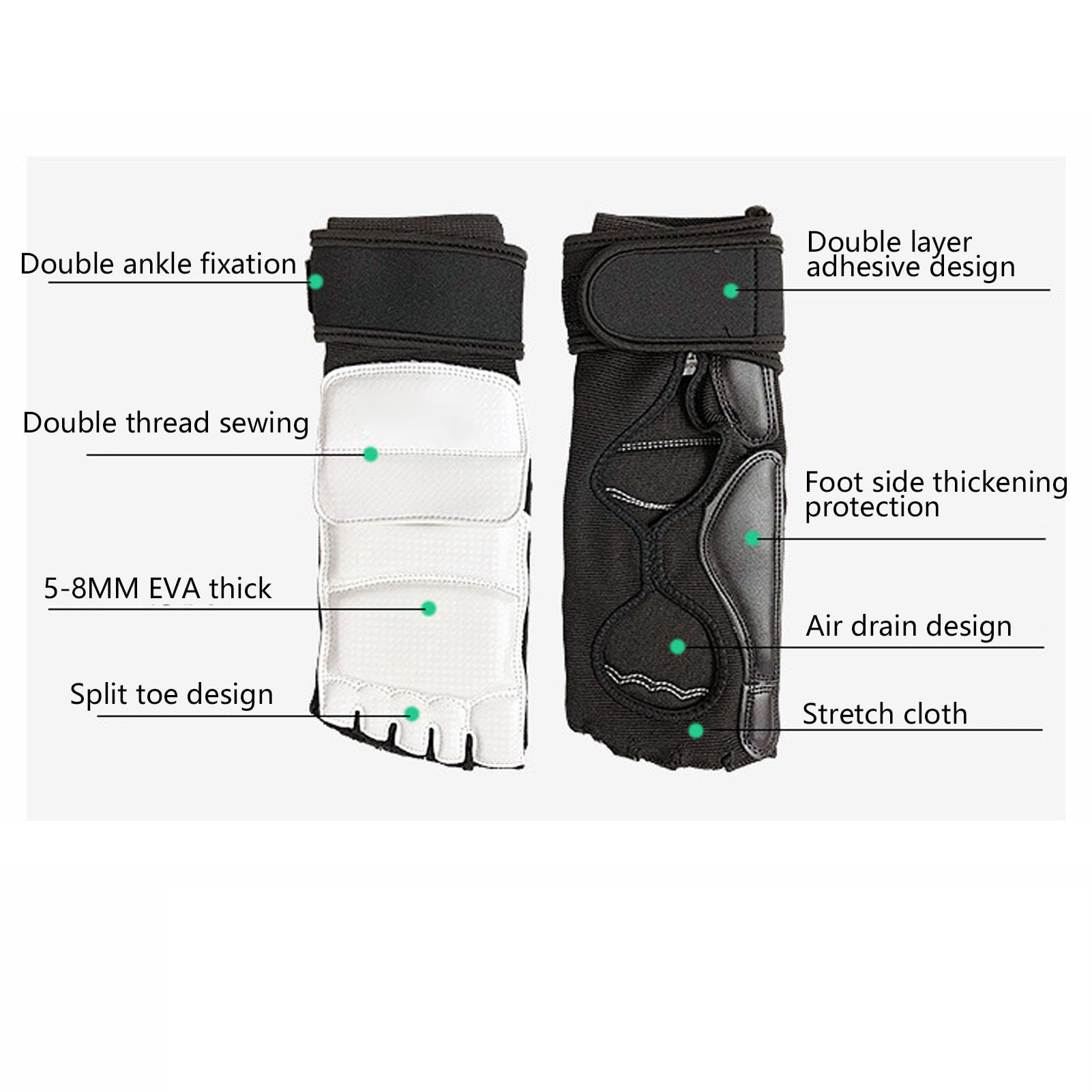 Airshi Taekwondo Feet Protector, Support PU Leather Boxing Feet Protector Hook and Slip Proof for Sports (S)