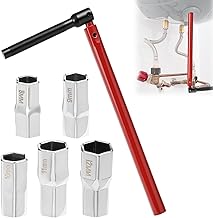 QWORK® 8-13mm Adjustable Faucet Wrench Kit, Tap Spanner with Changeable Sockets, Steel Box Spanners for Taps