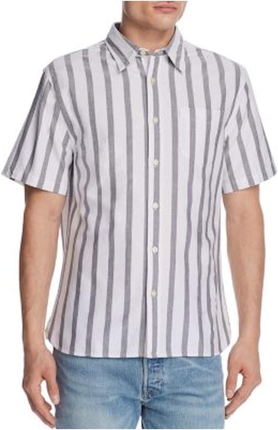 Jachs NY Mens Striped Collar Button-Down Shirt Black XL