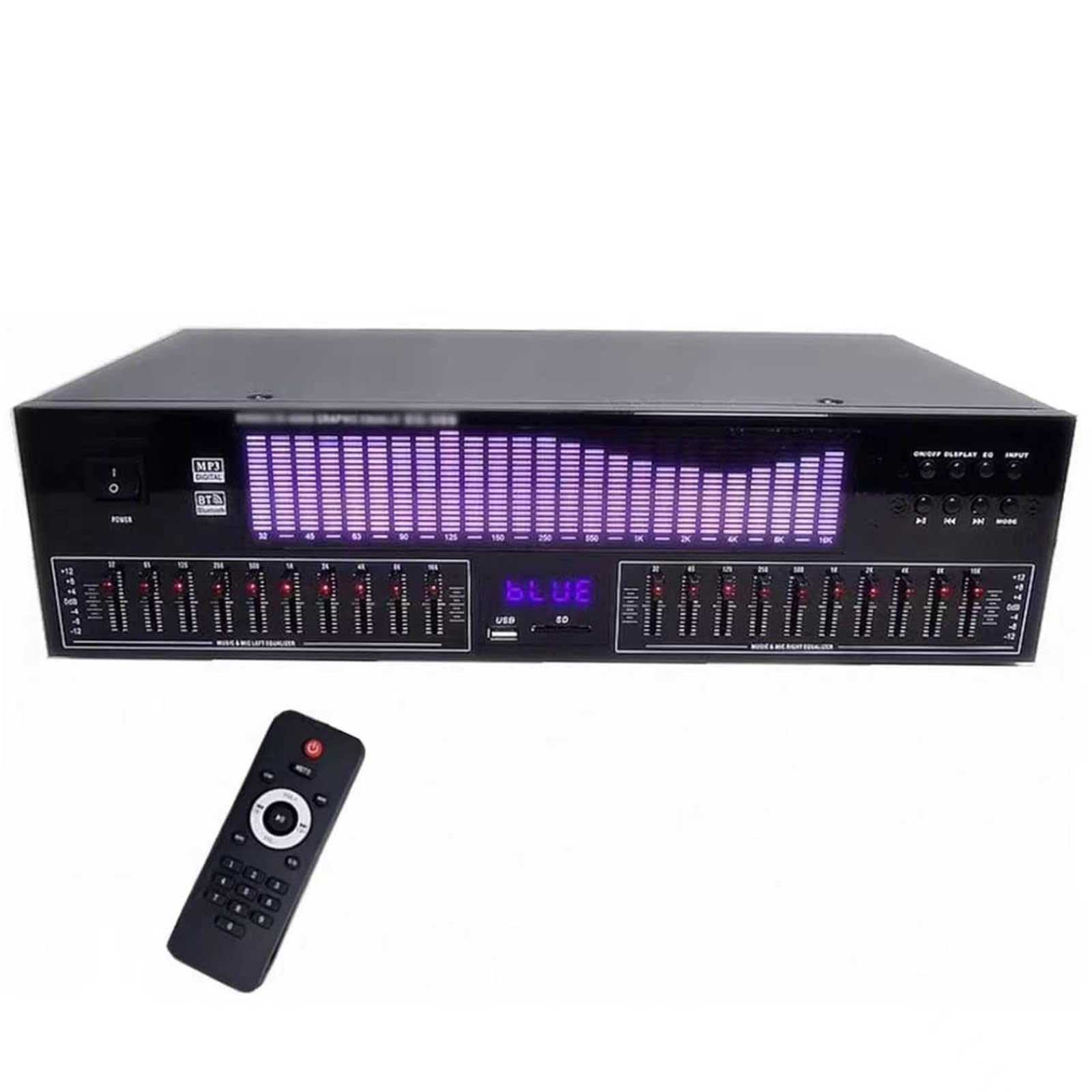 Equalizzatore Grafico Hi-Fi, Equalizzatore Digitale A 20 Bande, Analizzatore Di Spettro Con Telecomando, Display A LED Dello Spettro, 15 Stili Dinamici, Funzione Riduzione Rumore