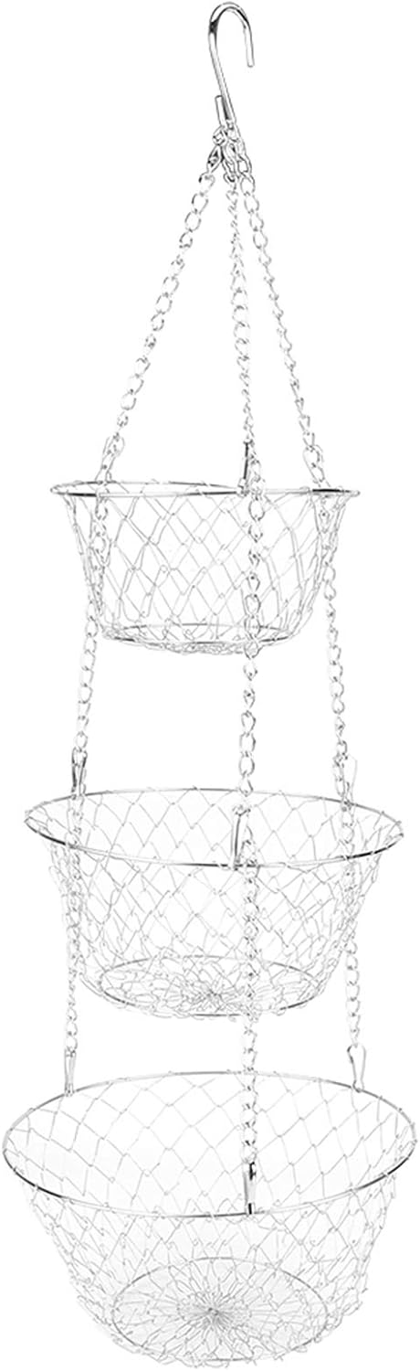 Vegetable Storage Basket, Hangable Hanging Basket 3‑Tier Lightweight for Kitchen for Garden for Storage Fruits and Vegetables for Flower Basket