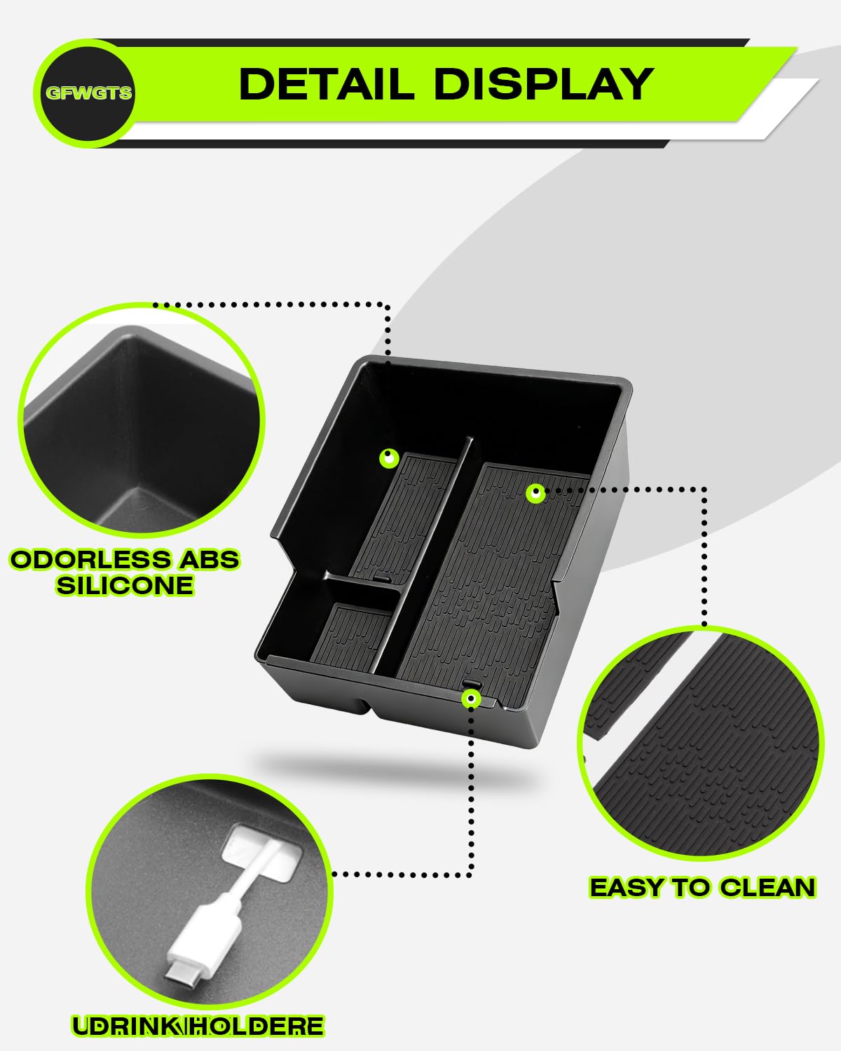 Kompatibel mit BYD Atto 3 EVO 2026 2027 Mittelkonsole Handschuhfach Armlehne Aufbewahrungsbox Center Console Organizer Tray, für BYD Atto 3 EVO Zubehör (NICHT für Atto 3 2025)