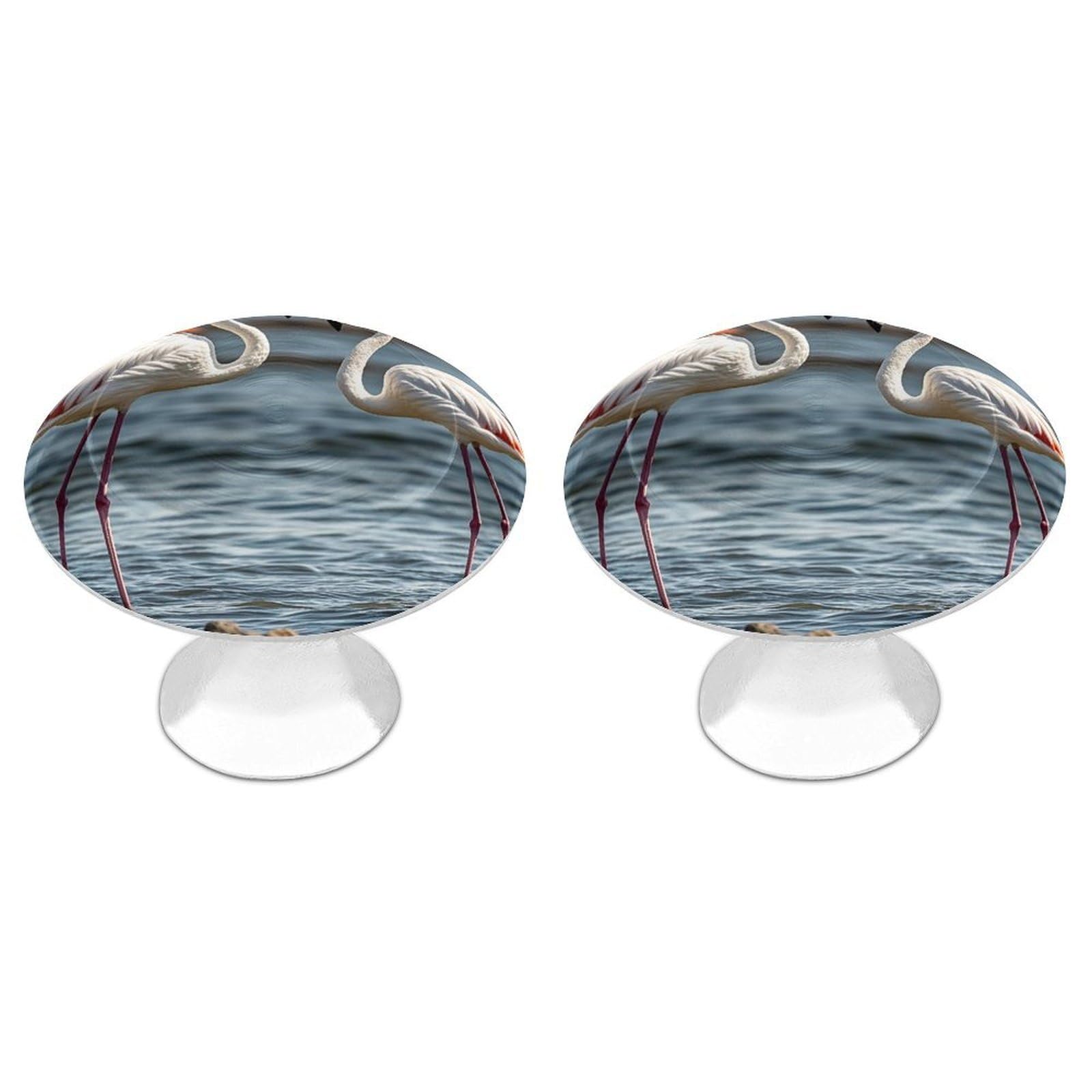 FekiLoot Animal Flamingo Cabinet Knobs 2 Pack Stainless Steel Round Dresser Drawer Knobs Kitchen Drawer Hardware Dresser Knob Closet Door Pulls Cabinet Handles for Cupboard Drawer Pulls