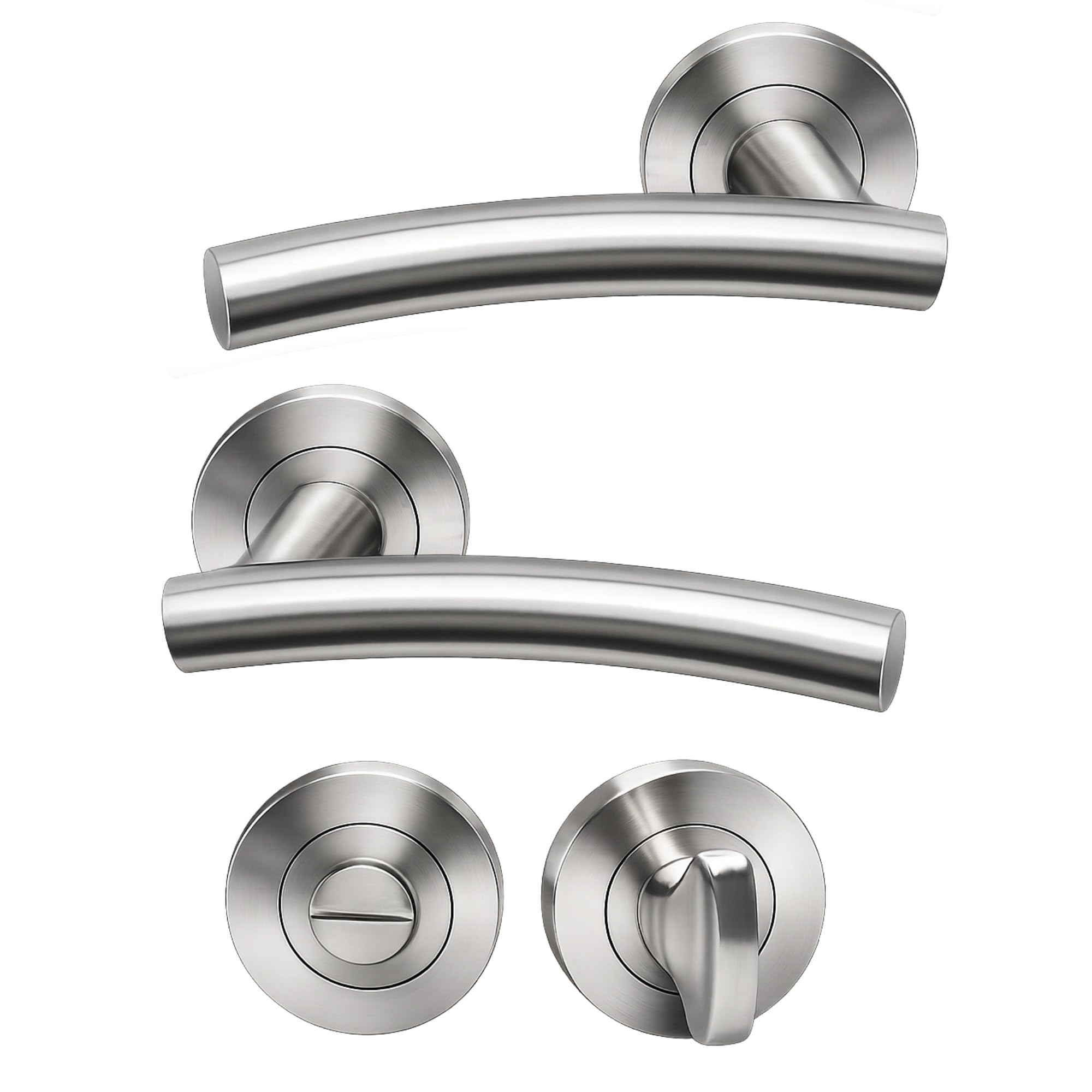 UAP Limited Uap Scafell Internal Door Handles Pair With Turn & Release Bathroom Pack Satin Stainless from B&Q