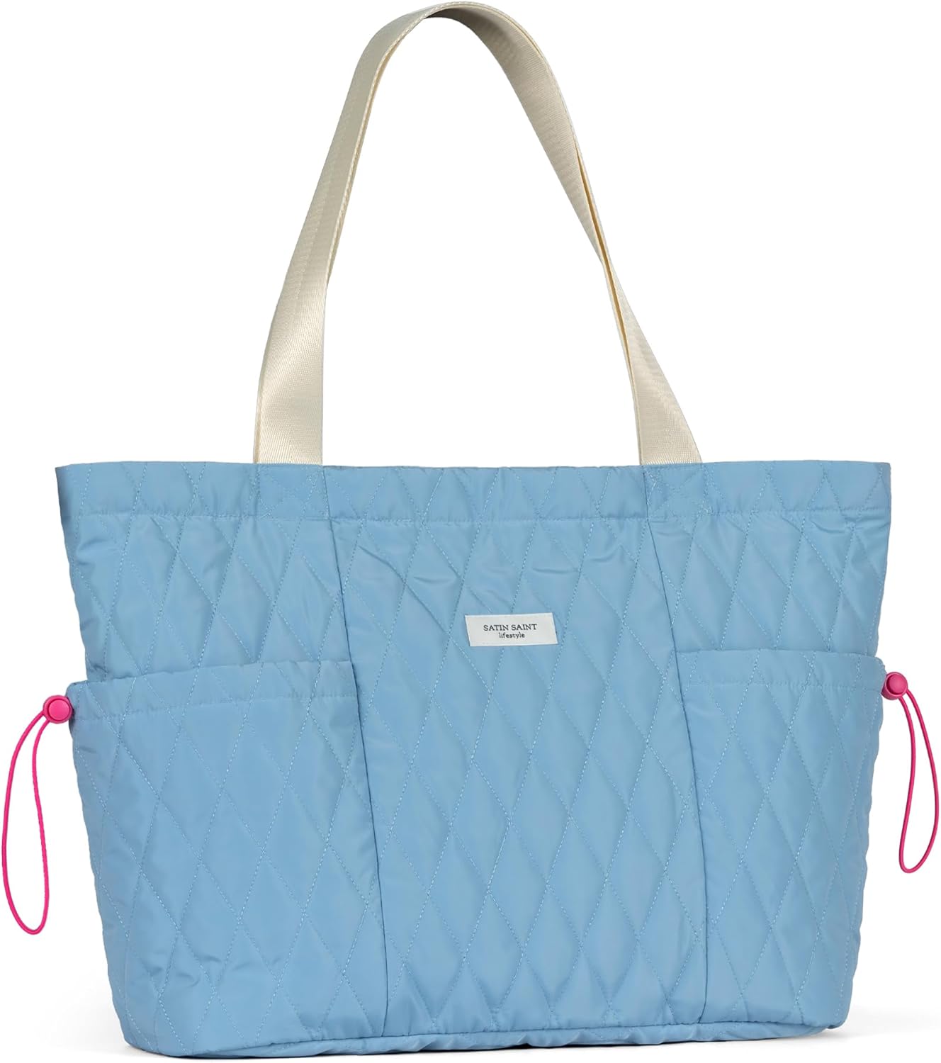 SATIN SAINT Tote Bag For Women with Side Pockets, 16L Side-Cinch Causal Shoulder Bag, Lightweight Tote for Moms, Work, Gym