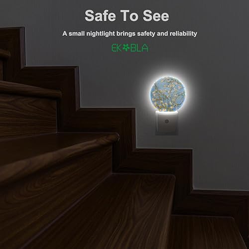 Miniatura 5 de EKOBLA Luces nocturnas enchufables en la pared Van Gogh Blossoms Art Tree Night Light 0.5W Sleep Friendly para niños y niñas, luz nocturna LED con