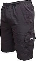 Bermuda Calção Brim Sarja Masculino Elástico Cordão Cargo 5 bolsos Algodão Reforçado Uniforme