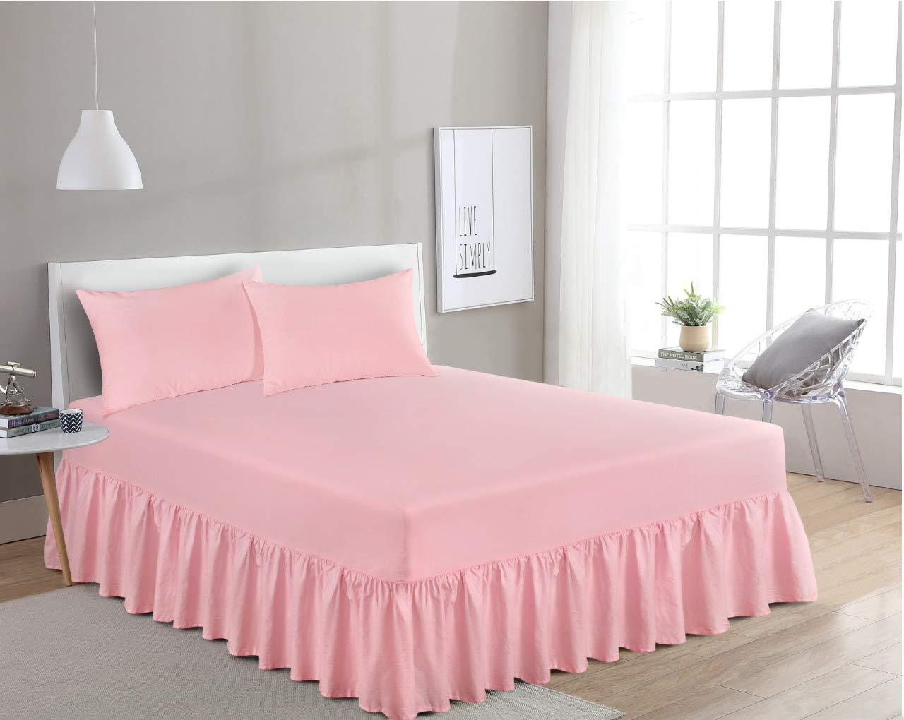 Great Knot Pink Luxury 100% Percale Egyptian Cotton Fitted Valance Sheet Ultra-Soft Bed Sheet Cover (, King)