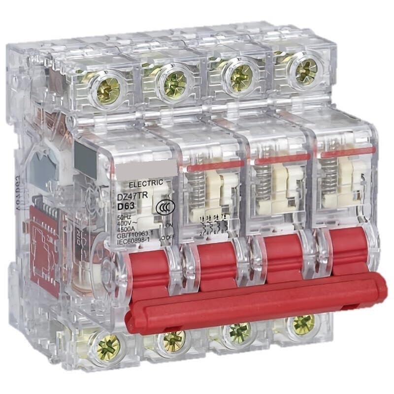 Disyuntor MCB transparente DZ47TR para solucionar sobrecargas en redes 4P