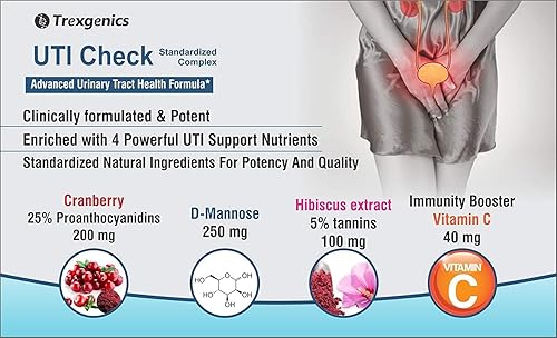 Miniatura 4 de PUB Trexgenics UTI Check Advanced - Limpieza y función del tracto urinario avanzada, apoyo inmunológico con arándano optimizado 200 mg, D-manosa 250
