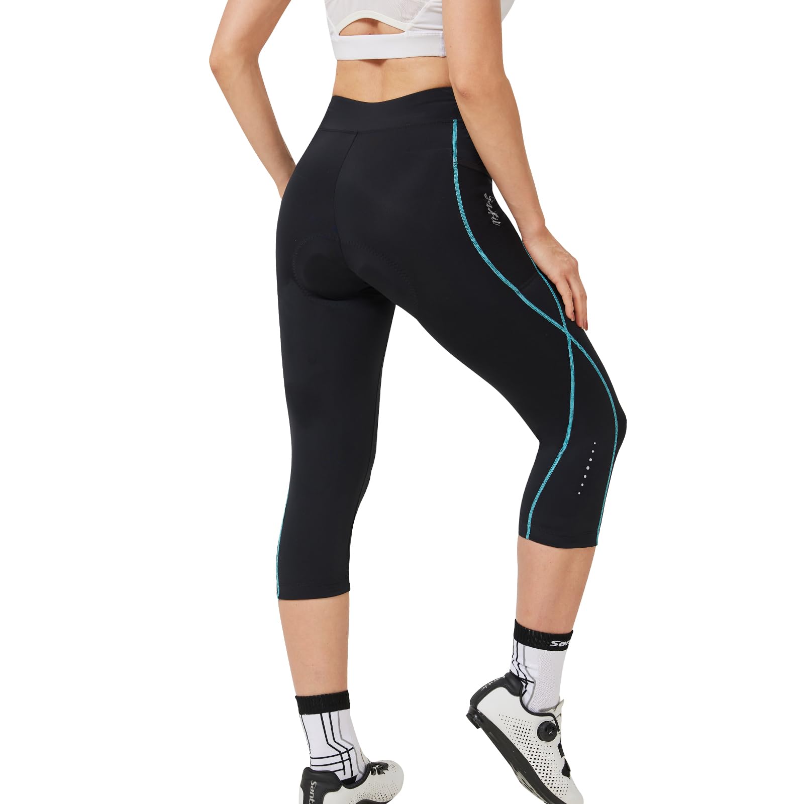 Santic Pantacourt de cyclisme rembourré 4D pour femme