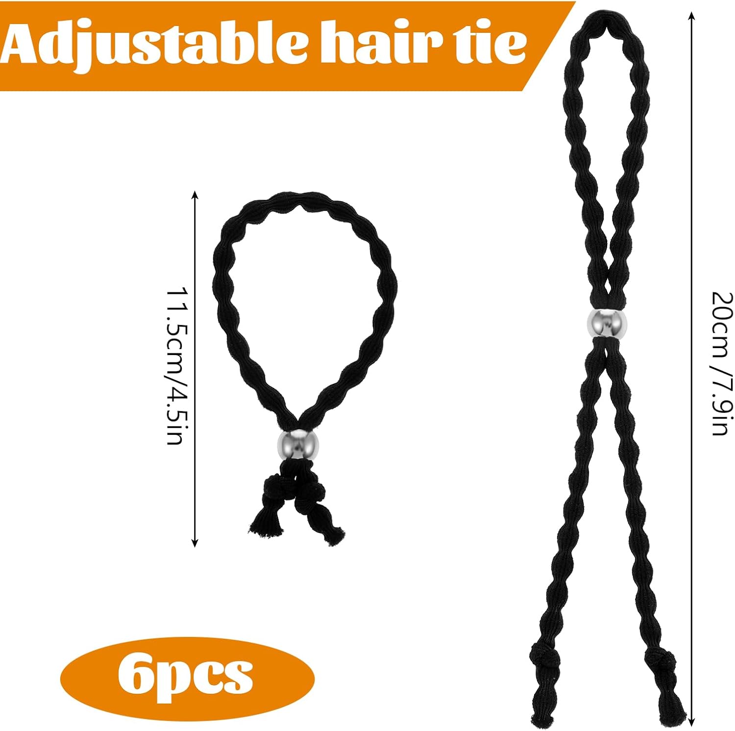 MIOBER 6個 調節可能なヘアタイ 太い髪用 ブラック アフロパフ ソフトポニーテールホルダー ダメージなし パフカフ ナチュラ