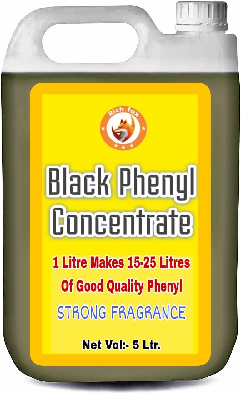 RICH FOX Black Concentrate Phenyl Floor Surface cleaner 1 Litre makes 15-25 litres of Good phenyl Surface Cleaner For 99.9% Anti bacterial Protection - 5L