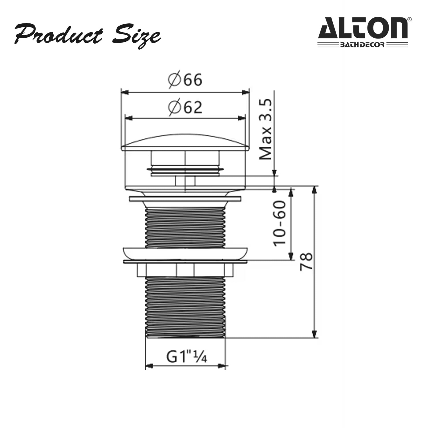 ALTON ALD115 Brass 3-INCH Pop-Up Type Waste Coupling For Was -2