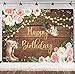 SVBright Cowgirl Western Birthday Backdrop 8Wx6H Rustic Country Wooden Plank Pink Flower Floral Retro Happy Birthday Baby Shower Hat Plant Decorations Photography Background Banner Photo Booth Studio