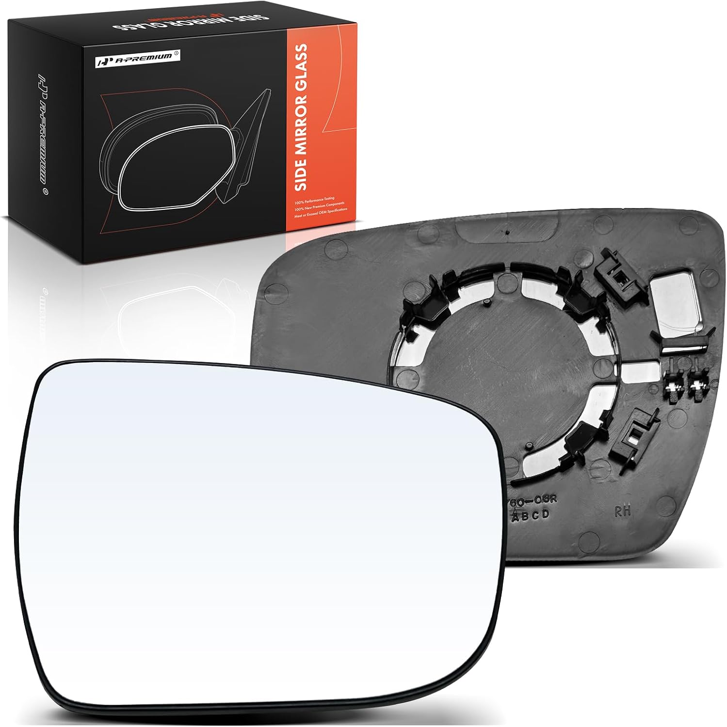 A-Premium Right Passenger Side Non-Heated Convex Mirror Glass with Backing Plate