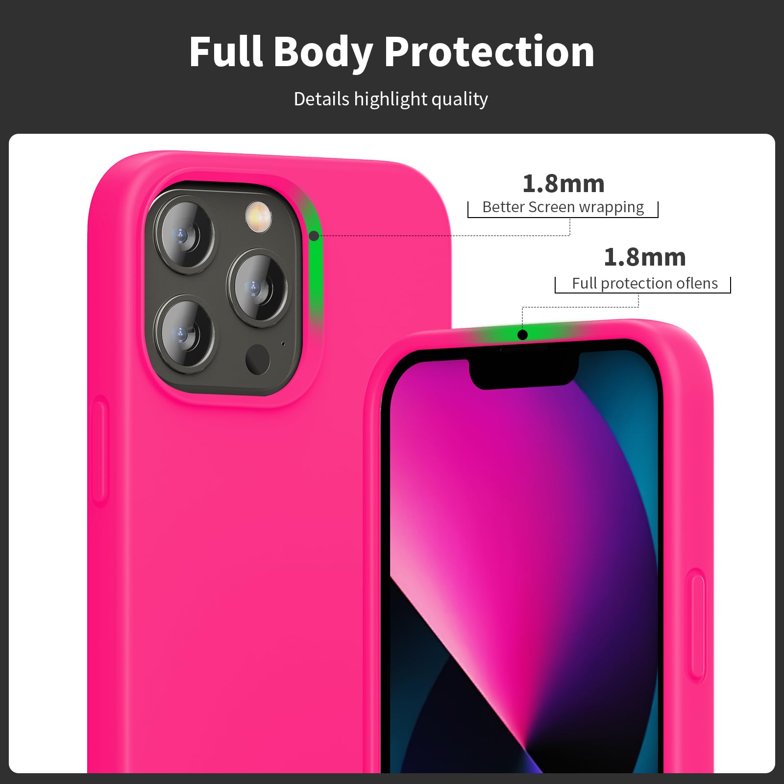 TIIXXE Silicone Case Compatible with iPhone 13 PRO Case Soft Ultra Slim Protective Shockproof Liquid Silicone Phone Case,Anti-Scratch Microfiber Lining - Image 4