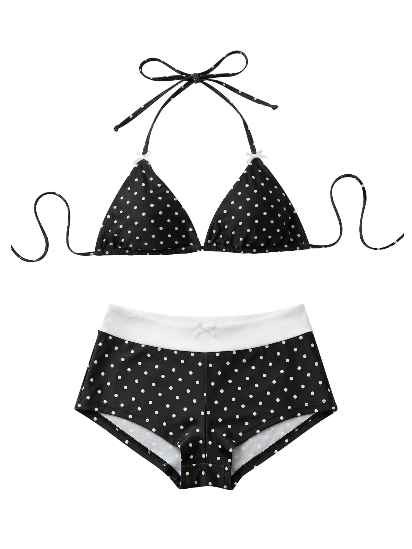 SHENHE Womens Polka Dots Bikini Set Halter Triangle High Waisted Swimsuits 2 Piece Bathing Suit