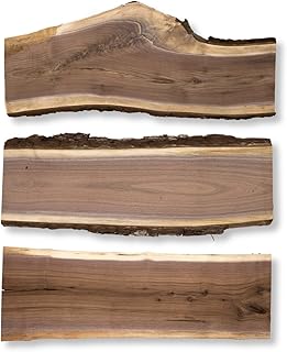 WALRUS OIL - Real Live Edge Rustic Walnut Wood Slabs, 36" Long x 10-14" Wide x 7/8" Thick (3-Pack)
