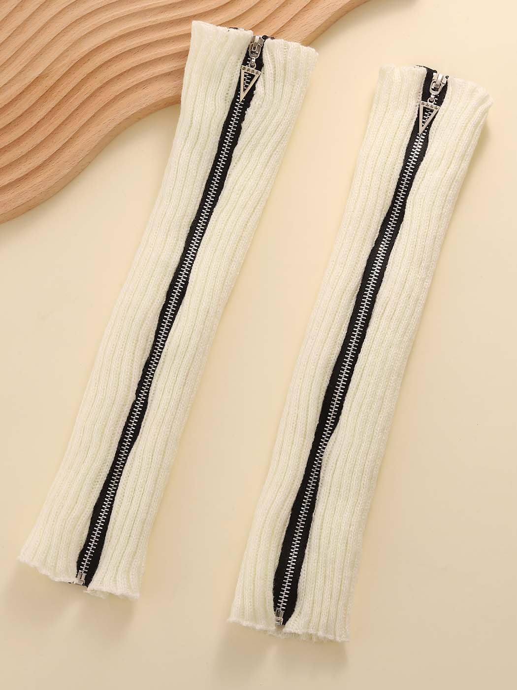 Urieo Calentadores de piernas de invierno de punto, con lazo, color blanco, calcetines largos sin pies, cálidos, Y2K, Navidad, mangas altas para mujer