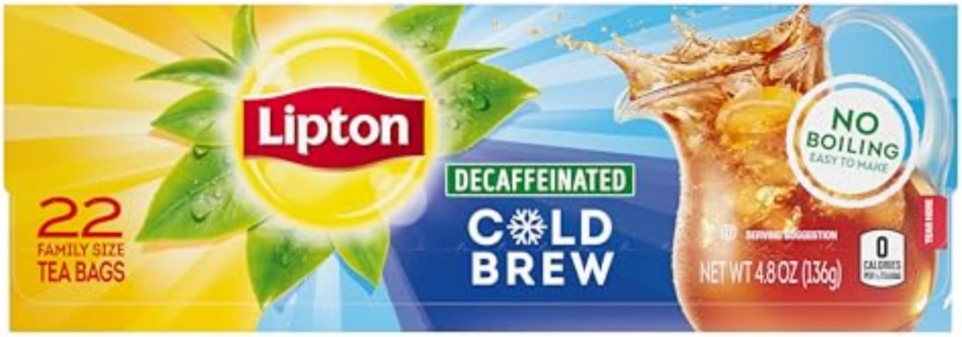 Amazon.com: Lipton Decaf Cold Brew Iced Tea Bags, Family Size Zero ...